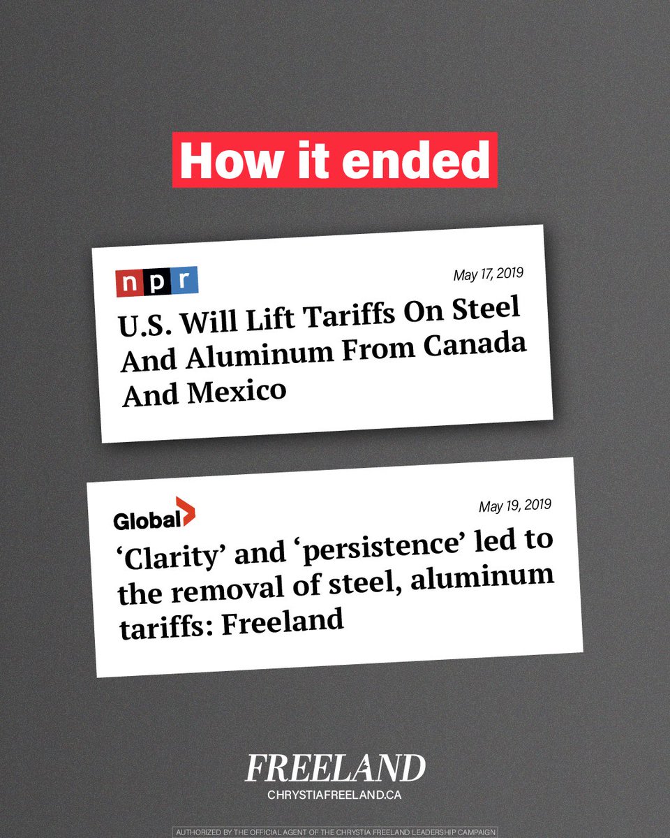 Donald Trump’s new promise to impose tariffs on Canadian steel and aluminum is illegal and unjustified. 

If Trump proceeds with this threat against our industry and workers, we must retaliate dollar-for-dollar—just like in 2018, when I led the fight and won. I can do it again.