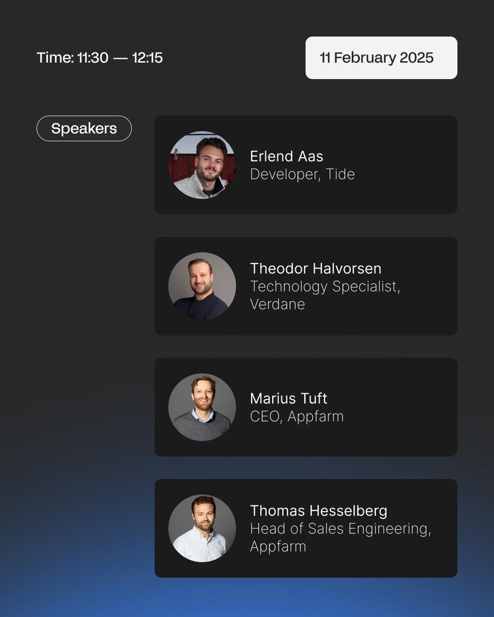 We are looking forward to hearing Tide AS and Verdane share their experience with using Microsoft Power Apps and Appfarm for their application development.

Date: February 11
Time: 11:30-12:15
Sign up through link — eu1.hubs.ly/H0gyLG_0