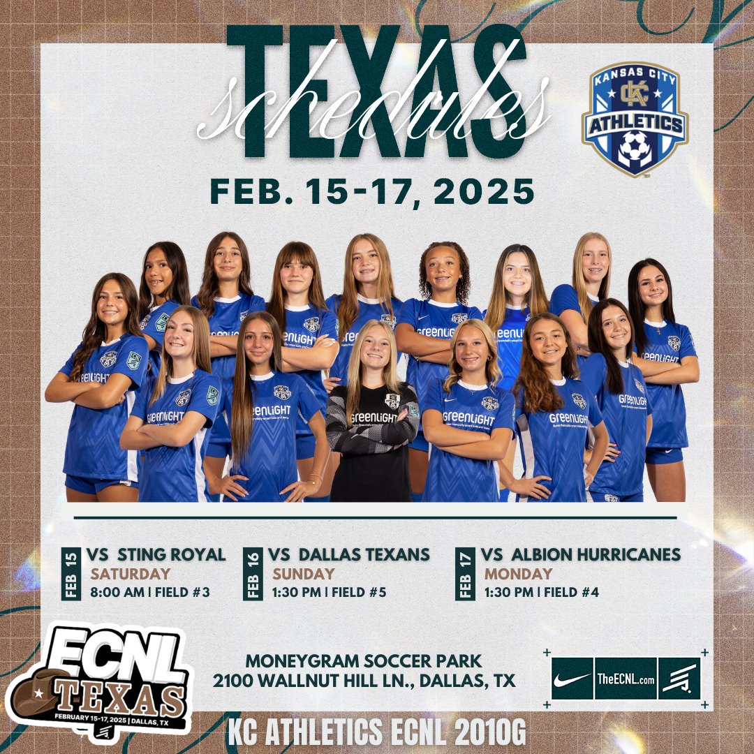 KC Athletics Academy Elite 2010 ECNL (@kcaecnl2010g) on Twitter photo We are so ready to be back after the long break! Time to close our the season with strong performances.
<a href="/AthleticsKC/">KC Athletics Soccer Club</a> <a href="/MarcusKelcher/">Marcus Kelcher</a> <a href="/ECNLgirls/">ECNL Girls</a>
<a href="/TopDrawerSoccer/">TopDrawerSoccer</a> <a href="/ImYouthSoccer/">ECNL/GA/Recruiting/College Soccer</a> <a href="/PrepSoccer/">Prep Soccer ⚽️</a> <a href="/TheSoccerWire/">SoccerWire</a> <a href="/ImCollegeSoccer/">College Soccer Truth ™</a> We are so ready to be back after the long break! Time to close our the season with strong performances.
<a href="/AthleticsKC/">KC Athletics Soccer Club</a> <a href="/MarcusKelcher/">Marcus Kelcher</a> <a href="/ECNLgirls/">ECNL Girls</a>
<a href="/TopDrawerSoccer/">TopDrawerSoccer</a> <a href="/ImYouthSoccer/">ECNL/GA/Recruiting/College Soccer</a> <a href="/PrepSoccer/">Prep Soccer ⚽️</a> <a href="/TheSoccerWire/">SoccerWire</a> <a href="/ImCollegeSoccer/">College Soccer Truth ™</a>
