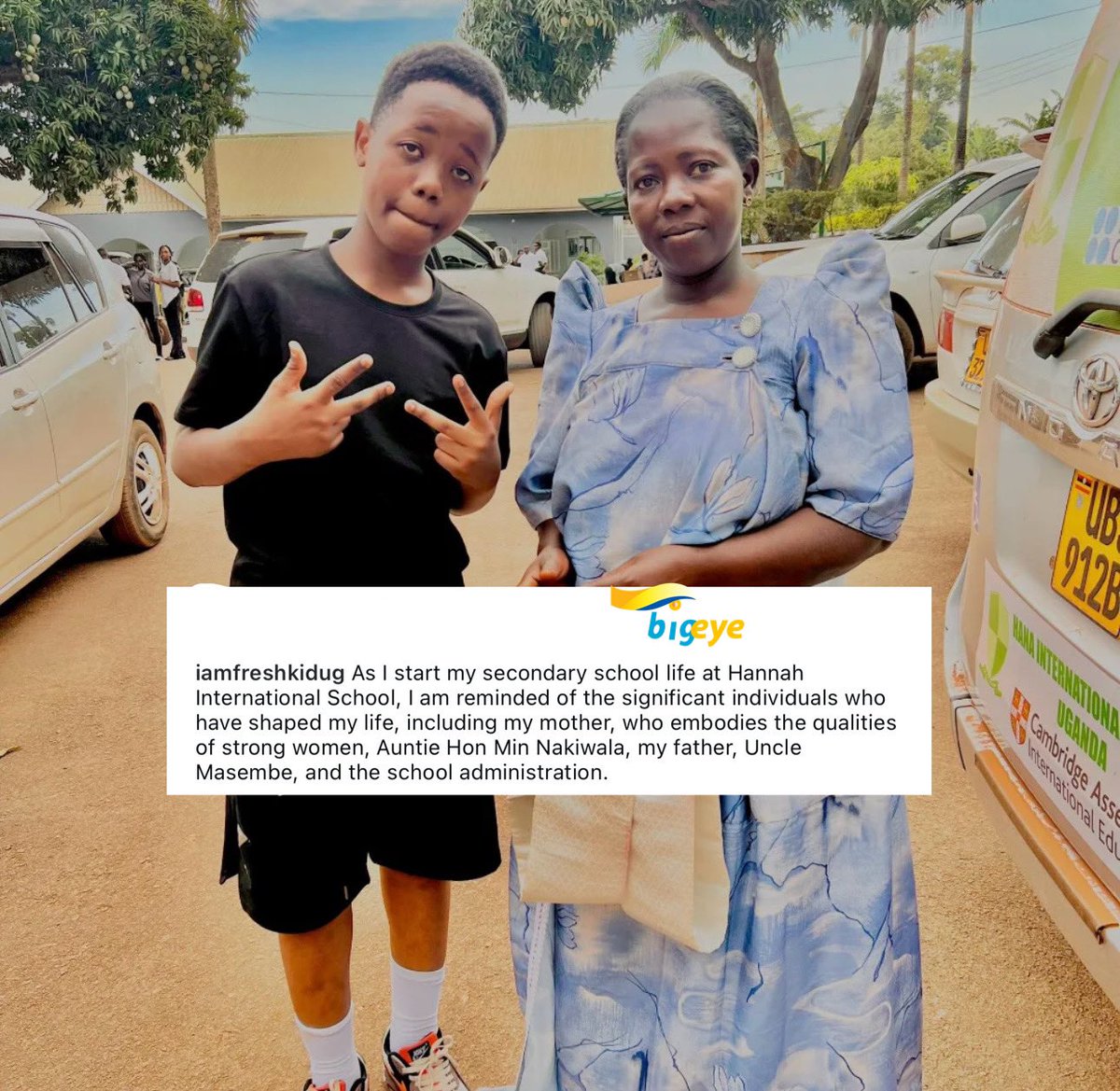 BigEyeUG's tweet photo. Fresh Kid has today reported for senior one at Hannah International https://t.co/D1PGtHOgbR