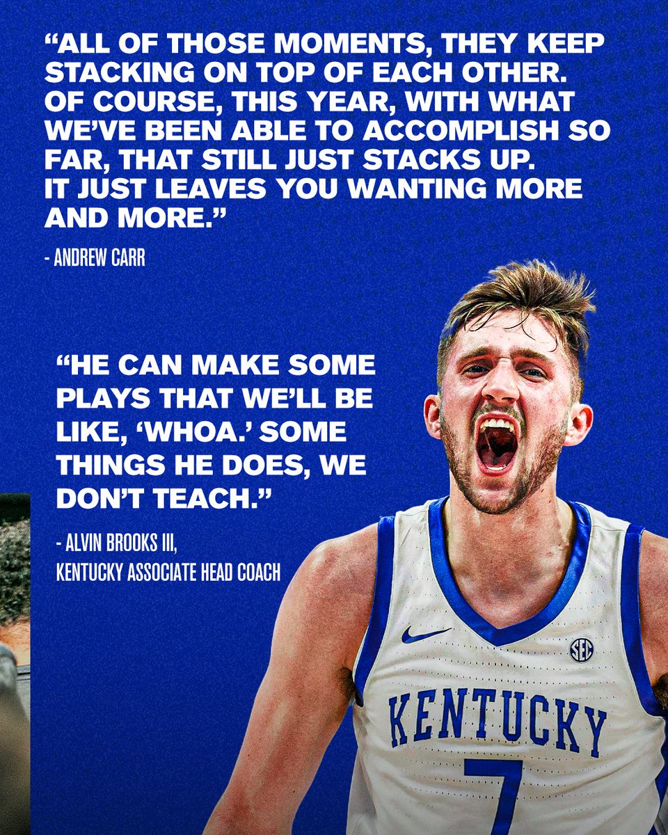 MrsTylerKSR's tweet image. NEW: Andrew Carr wasn’t going to let back pain stand in the way of his dream. An inside look at how Kentucky’s Team Dad fought back and the lessons from home that keep him going.
Carrs Don’t Quit: on3.com/teams/kentucky…