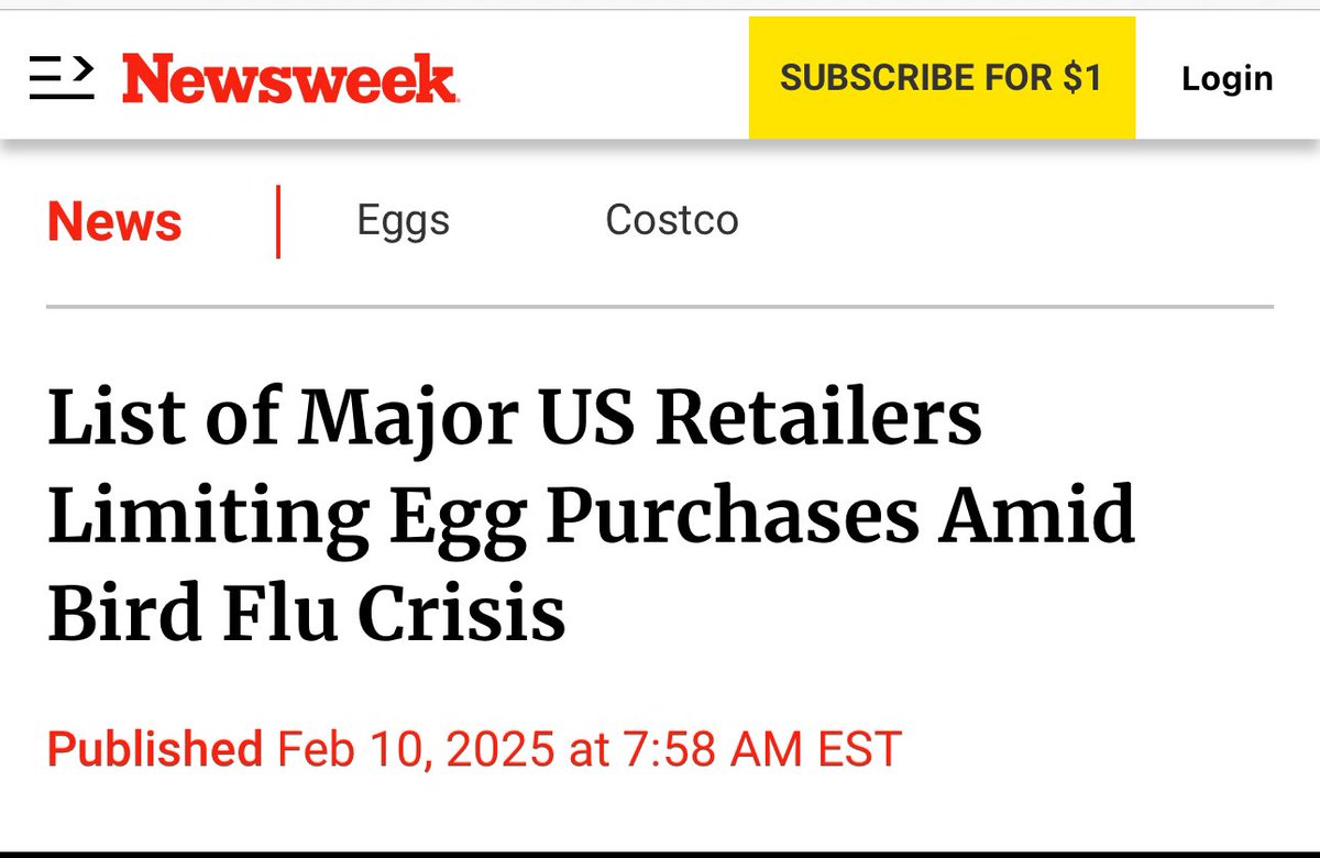 outbreakupdates's tweet photo. Egg rationing begins.

The largest poultry outbreak in years, rising detections in mammals, and a government blackout on real data. https://t.co/mPmxMdG1Fn