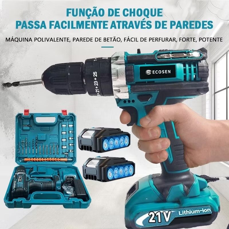 Dê uma olhada em Furadeira Parafusadeira 3/8" bateria 21V com maleta e acessórios/ECOSEN por R$107,99 - R$207,99. Compre na Shopee agora! s.shopee.com.br/20gVJY3jbD?sha…