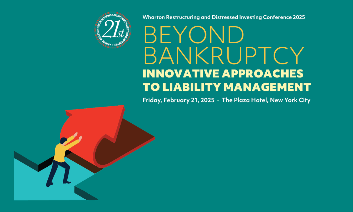 We are pleased to invite you as sponsor to the 21st Annual Wharton Restructuring and Distressed Investing Conference, which will be held on Friday, February 21, 2025, at the Plaza Hotel in NY. 
2025.wrdic.org
ticketleap.events/tickets/wrdic/…
Use our Discount Code: BDNGR10-2025