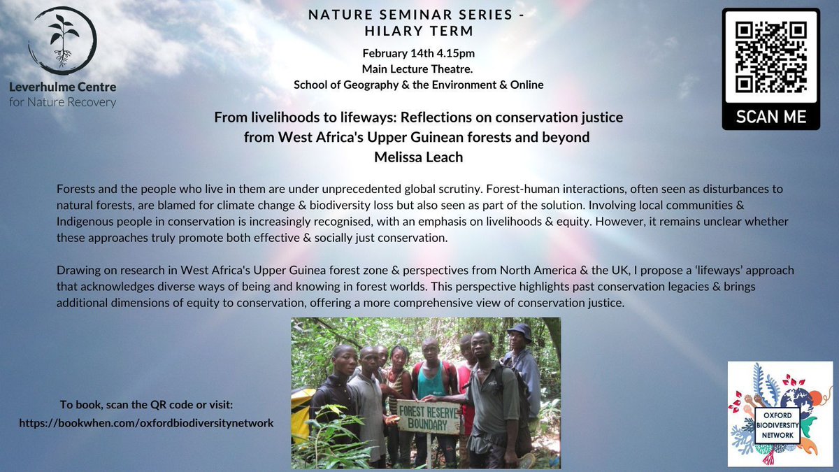 Biodiversity Network At The University of Oxford (@biodivoxford) on Twitter photo Join Melissa Leach on Friday as she reflects on conservation justice from West Africa's Upper Guinean forests and beyond. Online/in person (followed by a drinks reception) and everyone is welcome. <a href="/ecioxford/">ECI, Univ of Oxford</a>.bsky.social Reserve your place here: buff.ly/4hMTLLp Join Melissa Leach on Friday as she reflects on conservation justice from West Africa's Upper Guinean forests and beyond. Online/in person (followed by a drinks reception) and everyone is welcome. <a href="/ecioxford/">ECI, Univ of Oxford</a>.bsky.social Reserve your place here: buff.ly/4hMTLLp