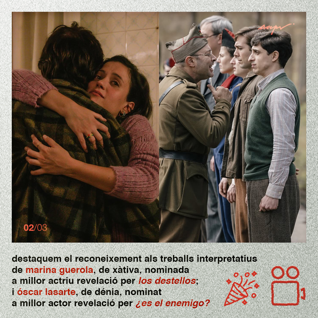 AAPV (@aapv1) on Twitter photo 02/03 - En l'apartat interpretatiu, volem destacar les nominacions de <a href="/MarinaGuerola/">@MarinaGuerola</a> per Los destellos i <a href="/OLASARTE/">OSCAR LASARTE</a> per ¿Es el enemigo? en les categories d'actriu i actor revelació. 02/03 - En l'apartat interpretatiu, volem destacar les nominacions de <a href="/MarinaGuerola/">@MarinaGuerola</a> per Los destellos i <a href="/OLASARTE/">OSCAR LASARTE</a> per ¿Es el enemigo? en les categories d'actriu i actor revelació.