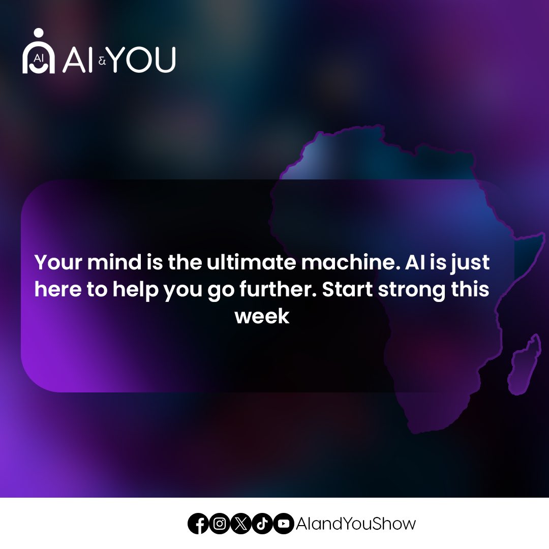 AIandYouShow's tweet photo. Happy new week🎉

As you step into the days ahead, remember that the most powerful tool you have isn’t AI, it’s your mind. Your creativity, problem-solving skills, and unique perspective are what truly drive innovation.

#HappyNewWeek https://t.co/Ox7WTLNbxf