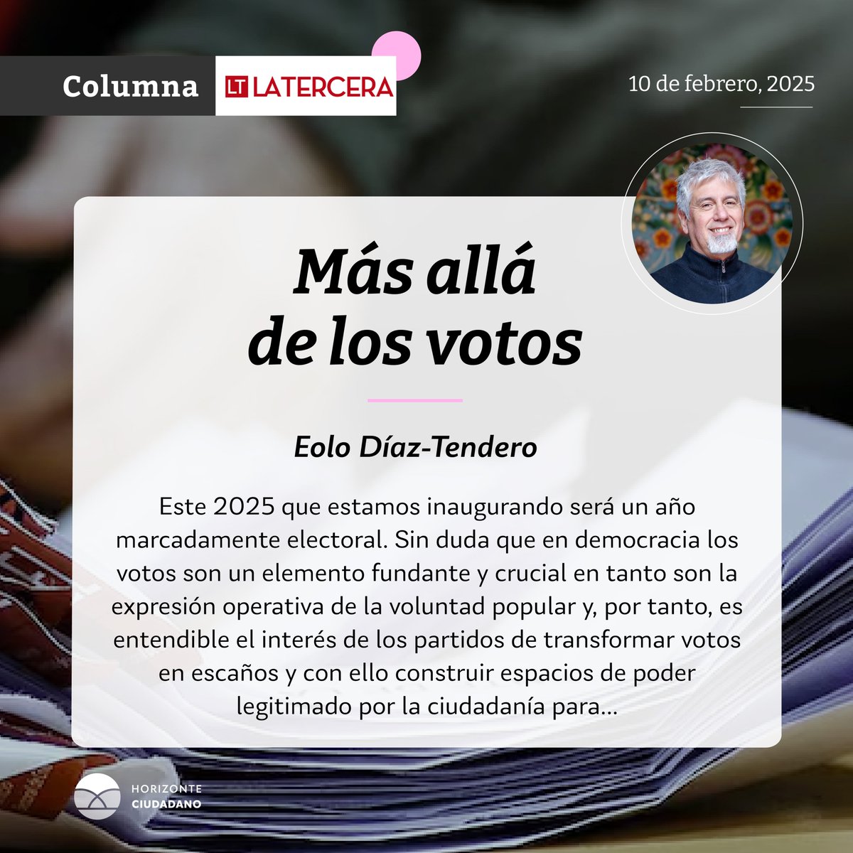 h_ciudadano's tweet photo. 📰 #FHCenMedios | Nuestro director ejecutivo, Eolo Díaz-Tendero, analiza los desafíos de la política actual y la importancia de recuperar la confianza ciudadana de cara a las elecciones de este año en su reciente columna en @laterceracom.
🔗Revísala acá https://t.co/ngsHOiCpm3 https://t.co/ac9LBOmghI