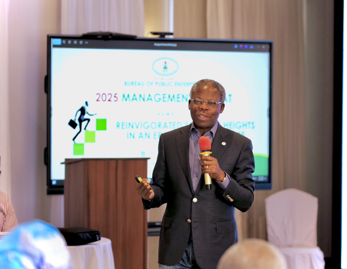 The Director General of the Bureau of Public Enterprises (BPE), Mr. Ayodeji Gbeleyi, speaking during a recent two-day retreat for the Bureau's management staff in Lagos.