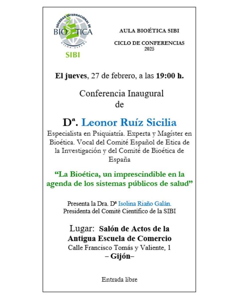 Sociedad Internacional de Bioética (SIBI) GIJÓN tweet media