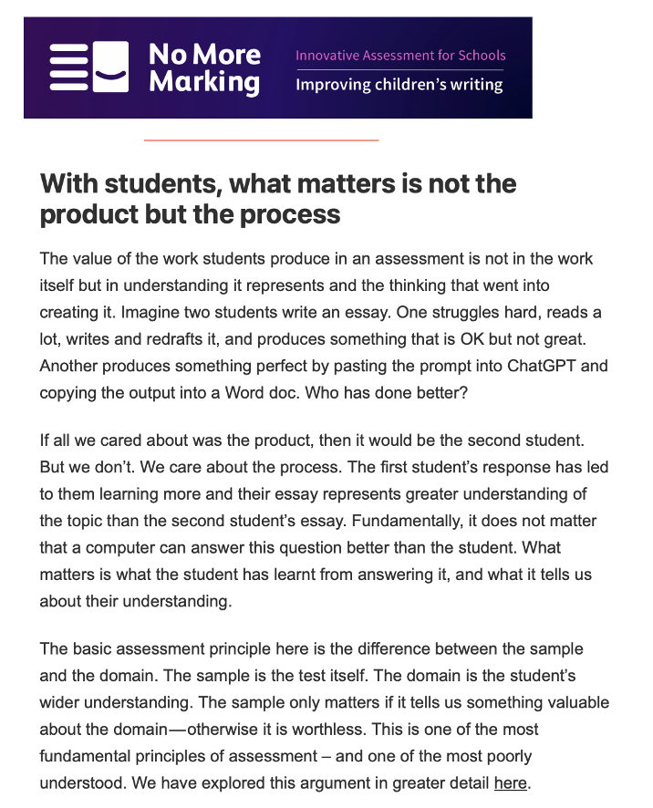 histforall's tweet photo. With #students, what matters is not the product but the process @daisychristo #edchatie #histedchatie #AI #LCreform #AAC https://t.co/ReKnUf7QDL
