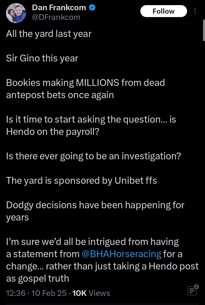 The mind of @dfrankcom when his antepost bets are alive vs when they're completely dead 😂