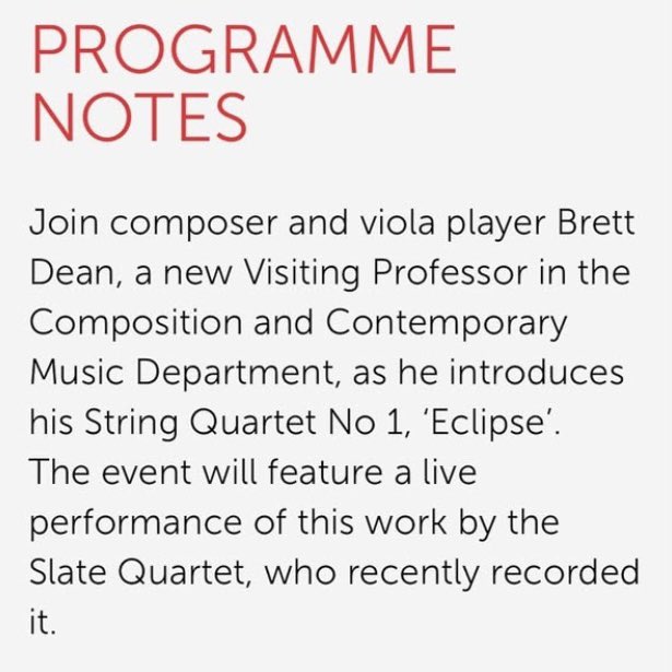 Luminate Records (@luminaterecords) on Twitter photo Slate Quartet and <a href="/brettdeanmusic/">Brett Dean</a> are presenting the his String Quartet No. 1, 'Eclipse' in concert TOMORROW, 11th February at the Royal Academy of Music in London following their debut release on Luminate Records. Don't miss this chance to hear this modern masterpiece live! Slate Quartet and <a href="/brettdeanmusic/">Brett Dean</a> are presenting the his String Quartet No. 1, 'Eclipse' in concert TOMORROW, 11th February at the Royal Academy of Music in London following their debut release on Luminate Records. Don't miss this chance to hear this modern masterpiece live!