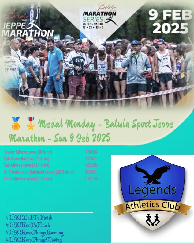 Legends_AClub's tweet image. 🚨🏅🎖️ Monday 

Congratulations to LAC team who completed The 2025 Balwin Sport @JeppeMarathon  on Sun 9 Feb

@ActionPhotoSA R395.00 photo package free of charge by @mideasouthafrica @BalwinProp   @jeppe_athletics 
balwin.co.za/marathon-jeppe

#LACRunToFinish
#LACKeepThingsRunning