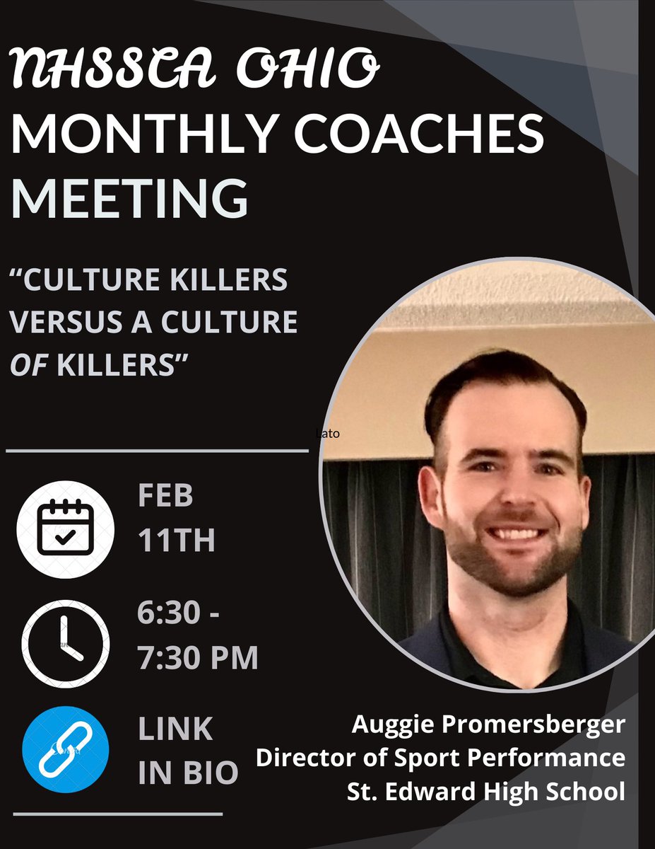 📅Mark your calendar for TOMORROW, Tuesday, February 11th for a coaches call that’s sure to be engaging and intriguing as Coach Auggie joins us to discuss team and weight room culture. 

meet.google.com/bmi-xmhh-ops

@nhssca 
#NHSSCAfamily