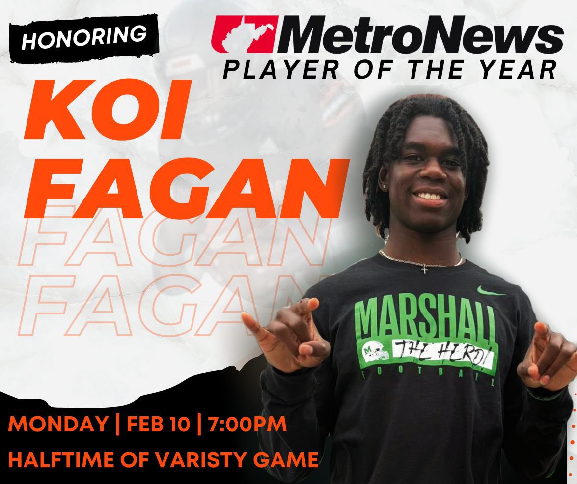 Make sure you come out and show Koi some love!! Metronews will present Koi with the WVMetronews Player of the Year trophy! This will take place during halftime of the varsity game.