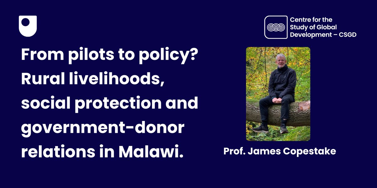Join Prof Copestake and explore how successful pilot programs in rural communities of Malawi have impacted livelihoods and how these insights can shape future policy. 
📅 27th February🕒13:00 – 14:00 hrs UK/GMT
💻Online (link will be sent two days prior) eventbrite.co.uk/e/from-pilots-…