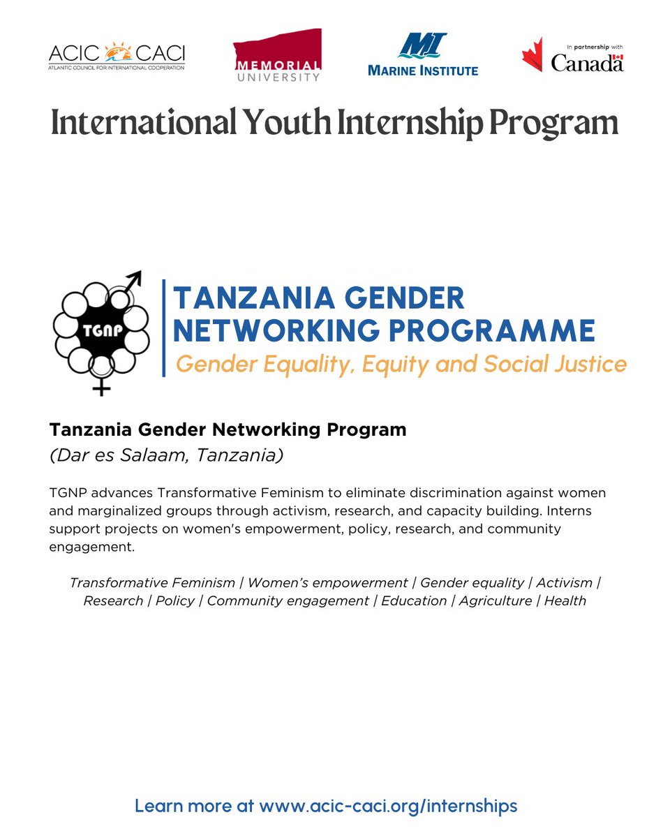 CoadyStFX's tweet image. Are you &amp;lt;30 years old in Canada and looking for an opportunity for growth, learning, and contributing to women&apos;s empowerment?

In partnership with #ACIC, two International Youth Internship placements are available with #CoadyPartner @tgnptz  .

➡️ Apply: acic-caci.org/internships