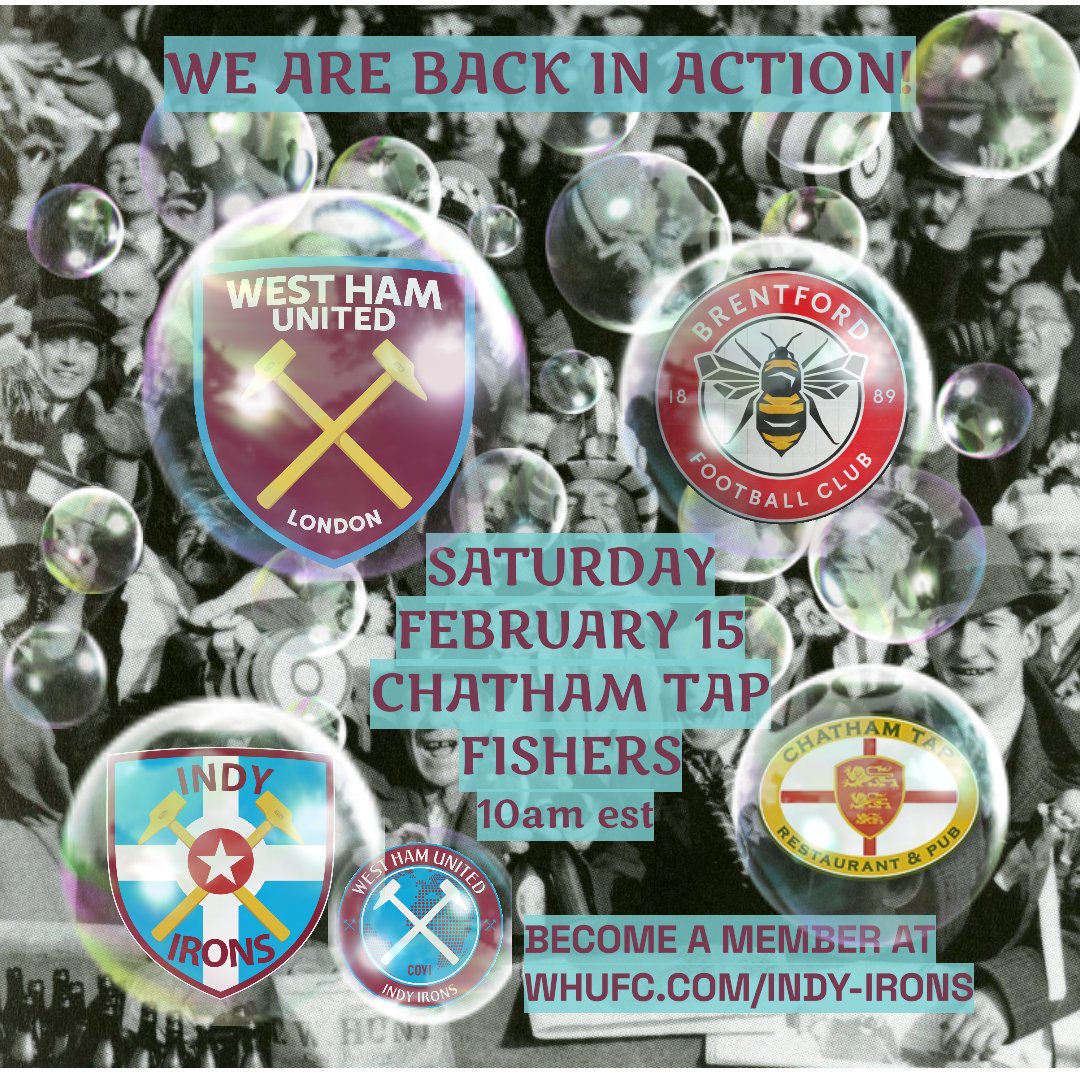 We are back this weekend! We host the Bees at London Stadium! Join us at Chatham Tap Fishers at 10am EST. Can come join, but still want to show your support? NO PROBLEM!  join us at WHUFC.COM/IMDY-IRONS. We welcome and include absolutely EVERYONE! 
#COYI #westham #westham_us