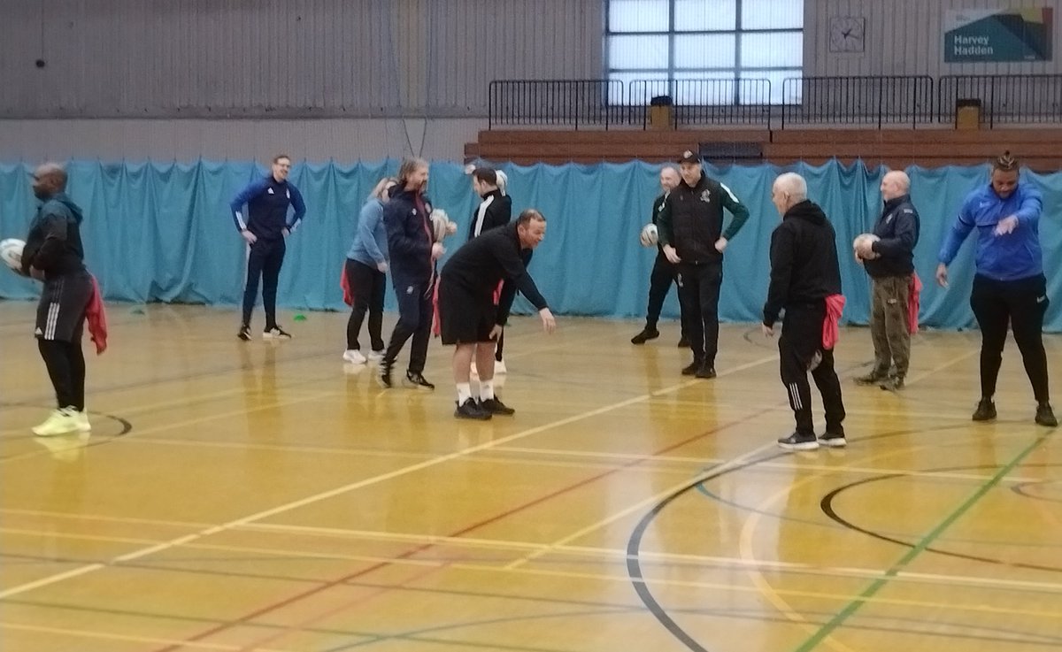 Primary school teachers course up and running at Harvey Hadden Sports Centre in Nottingham. 14 enthusiastic teachers having a great time being led by tutor Scott Johnson <a href="/RFU/">Rugby Football Union</a> <a href="/EngRugbySchools/">England Rugby Schools</a> <a href="/EngRugT1Rugby/">School College & University T1 Rugby</a> #T1Rugby