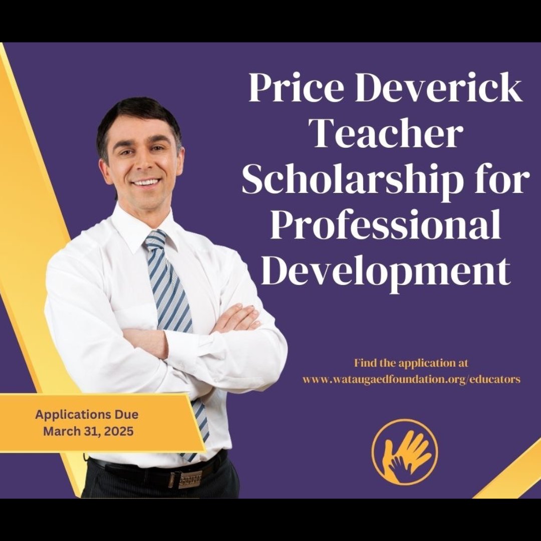 Price Deverick Scholarship applications are now open.

Tag or share with your WCS friends and family!

Application site: wataugaedfoundation.org/educators

#BooneNC #EducationMatters #WEF #InvestinEducation