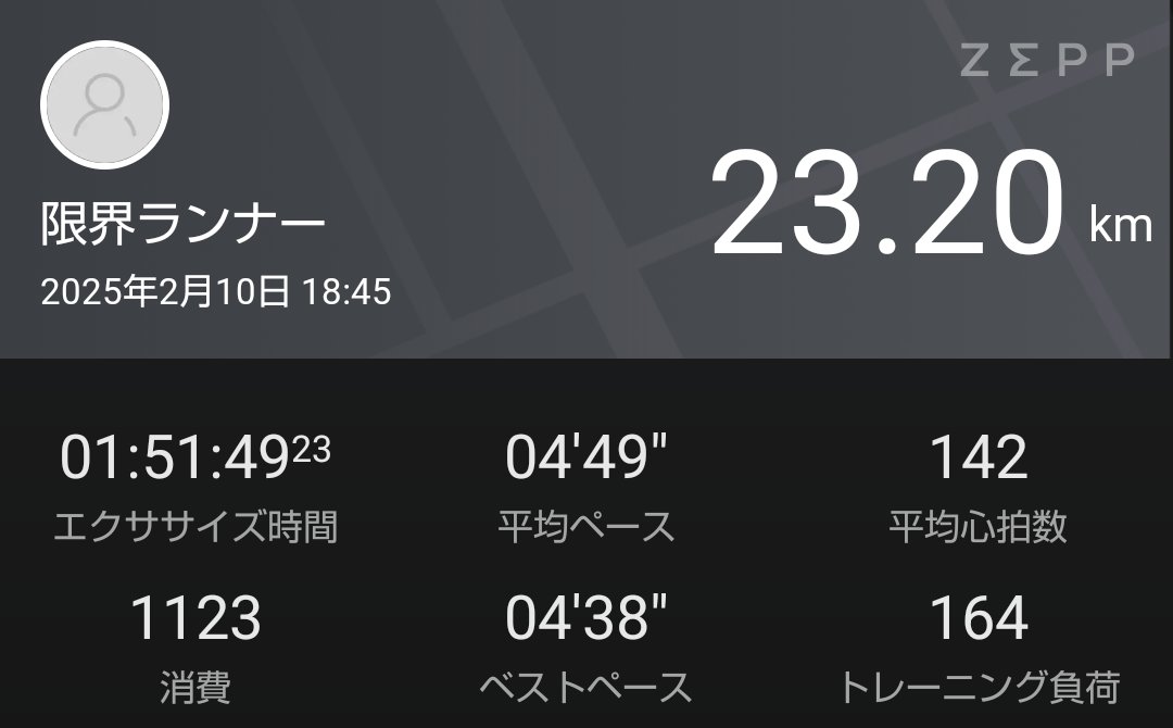 仕事終わりラン
北陸は相変わらずの天気なので、ジムのトレミで距離走っぽい感じに走ってきました
傾斜1.0%、Mペースよりちょい早めで押せたので足腰にはけっこう良い刺激に✨
最近ようやく骨盤を動かすことを覚え、キロ5の余裕度が上がってきた🎉
あとは苦手なスピ練もちゃんとやらないと…