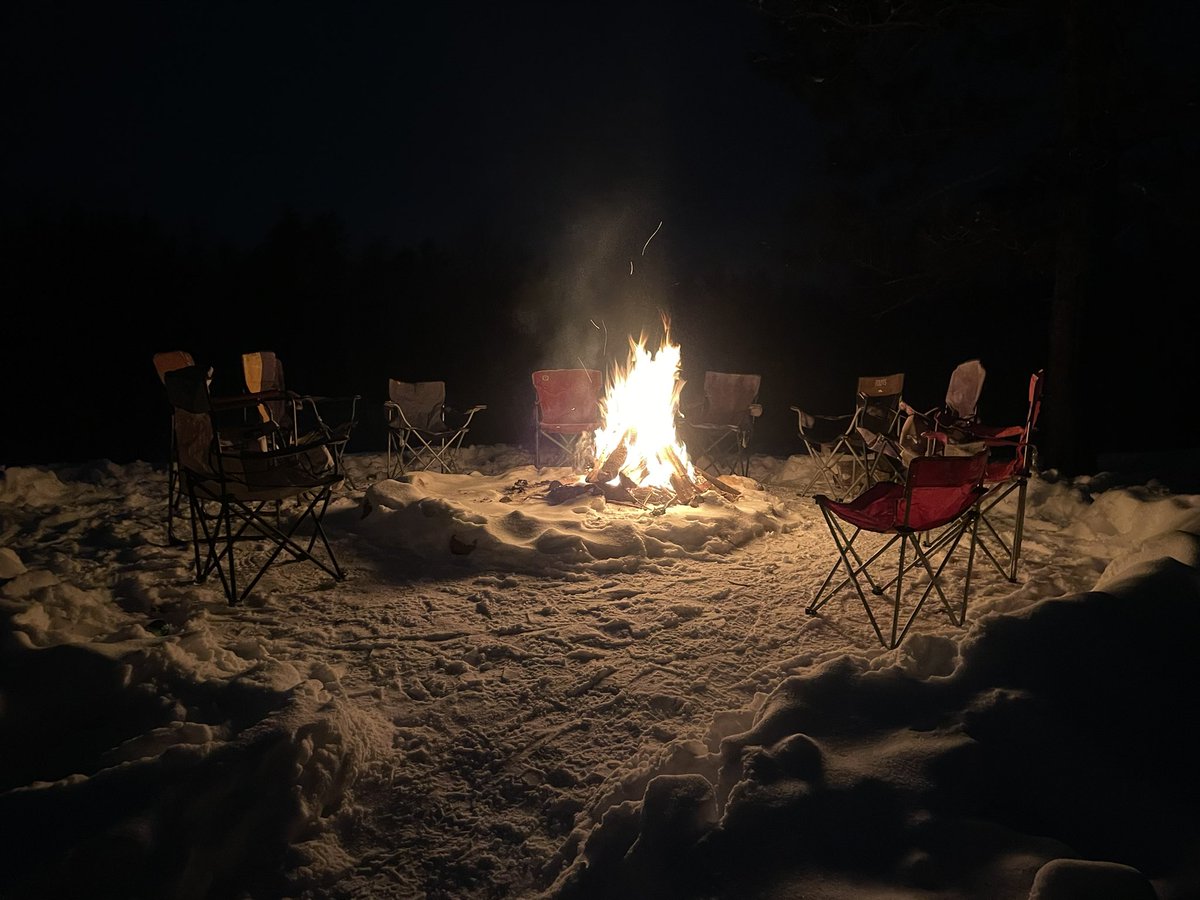 A winter campfire is such fun! Imagine the warmth of the fire, the stars, and friends chatting the night away! 

#campfire #wintercamp #bonfire