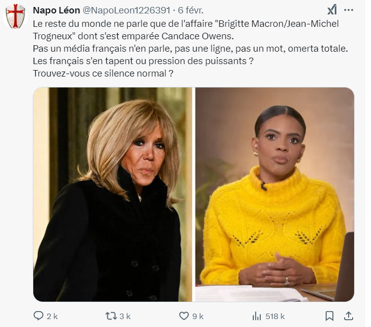 J'apprends par des amis X que tous les messages ou presque sur Brigitte Macron et son genre n'étaient plus visibles en France.
Voici le fonctionnement des plus hautes instances de cette France corrompue et dictatoriale.
Essayons de nouveau pour voir.
Merci de relayer au max...