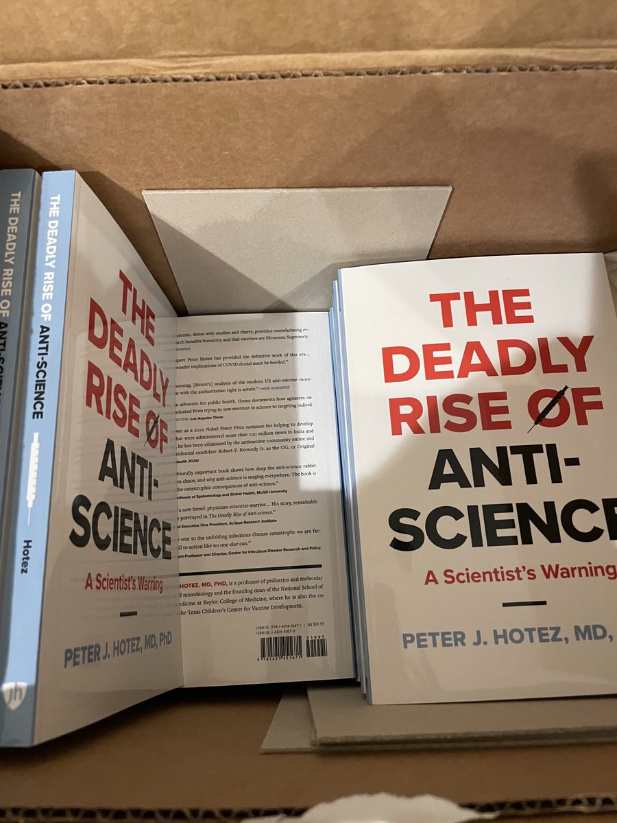 Prof Peter Hotez MD PhD (@peterhotez) on Twitter photo The Deadly Rise of Anti-science: A Scientist’s Warning is now available in paperback. Many thanks to <a href="/JHUPress/">Hopkins Press</a> <a href="/JohnsHopkins/">Johns Hopkins University</a> for sending copies The Deadly Rise of Anti-science: A Scientist’s Warning is now available in paperback. Many thanks to <a href="/JHUPress/">Hopkins Press</a> <a href="/JohnsHopkins/">Johns Hopkins University</a> for sending copies