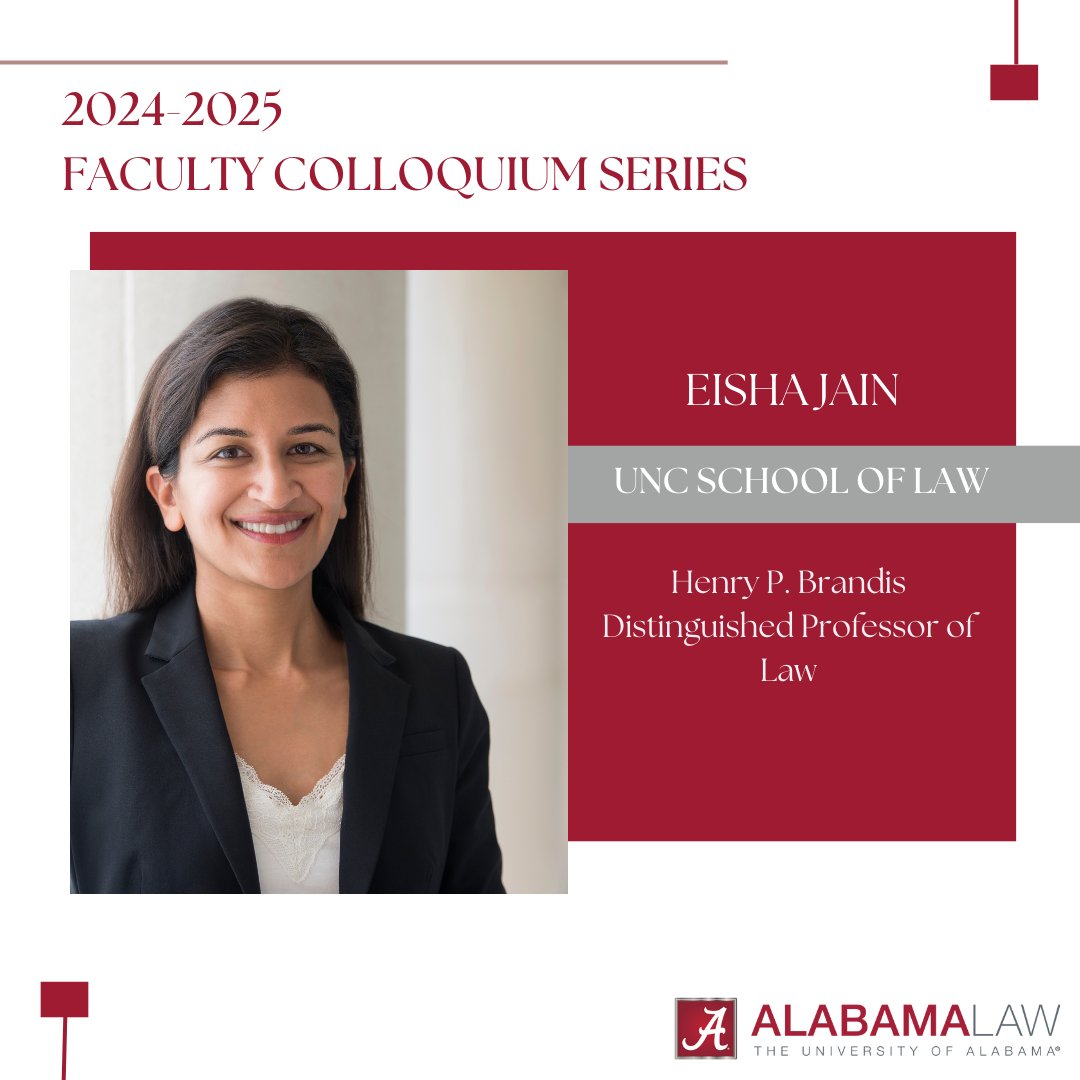 Thank you to Professor <a href="/jain_eisha/">Eisha Jain</a> from <a href="/unc_law/">UNC School of Law</a> for joining our Faculty Colloquium Series today!