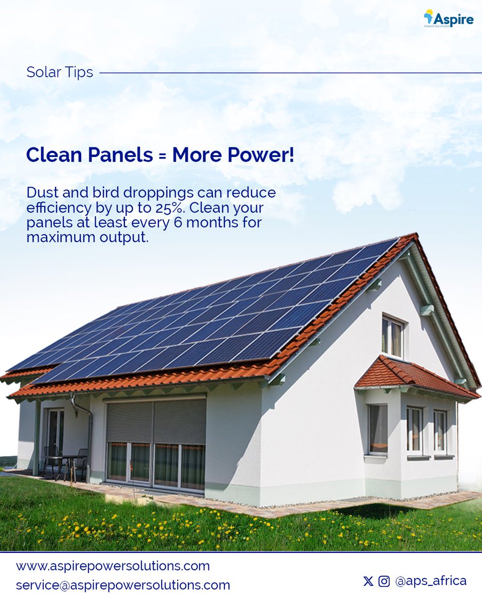 Dust, bird droppings &amp; debris can cut your solar panel efficiency by 25%! That means less power &amp; higher bills. 

Clean your panels every 6 months for maximum performance. Don’t wait for power loss.

Subscribe to our maintenance plan now! 👉 zfrmz.com/SzDqhv83btubo6…
