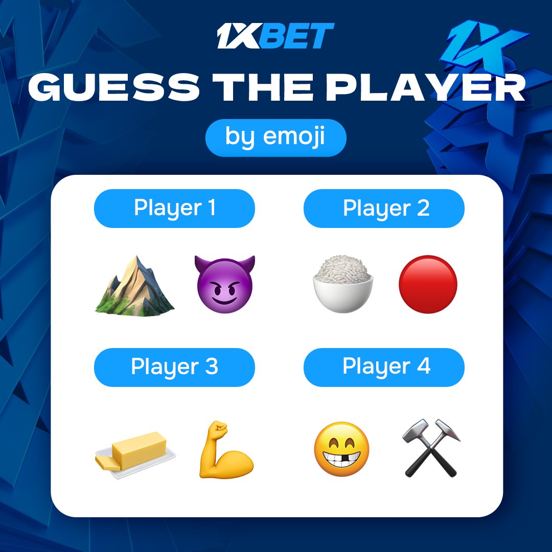 1xBet_Eng's tweet photo. Try to guess 4⃣ players by emoji 🔥

We’ll give 3 $10 promo codes to the random followers, who will write all of them in the comments

The results will be announced on Monday 🏆

P.S. Don’t forget to write your ID https://t.co/9vxvJdjkpA