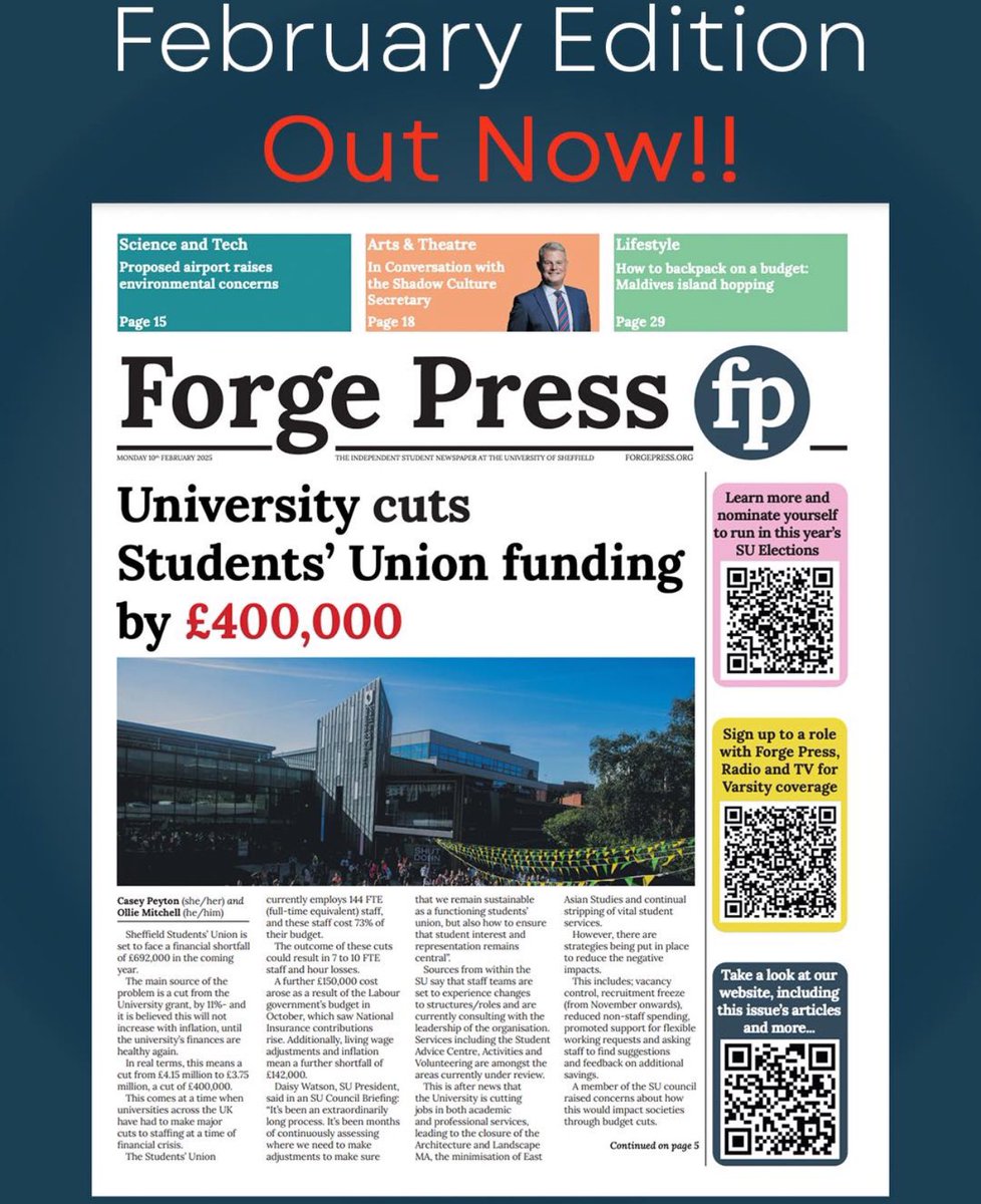 Casey Peyton (@caseymaepeyton) on Twitter photo Our February Print issue is out! Grab a paper around campus and keep an eye out for the stories to be uploaded to the website this week! 📰🚨
<a href="/ForgePress/">Forge Press</a>
#news #sheffield Our February Print issue is out! Grab a paper around campus and keep an eye out for the stories to be uploaded to the website this week! 📰🚨
<a href="/ForgePress/">Forge Press</a>
#news #sheffield