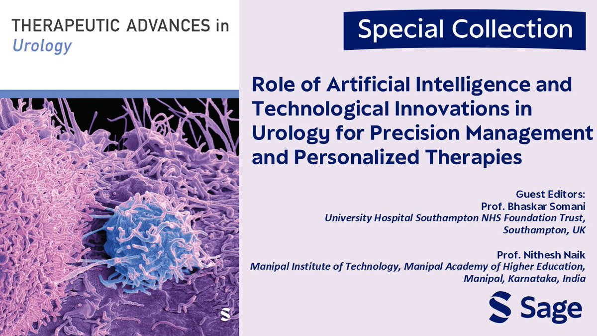 Therapeutic Advances in Urology (@ta_urology) on Twitter photo ๐ Call for Papers: AI & Tech in Urology ๐
Submit your research on AI, robotics, & data science in urological care!
๐
Deadline: 31 Mar 2025
๐ Submit: bit.ly/4jNxf6J
๐ Guest Editor: <a href="/endouro/">Prof Bhaskar Somani</a>
#AIinUrology #HealthTech #PrecisionMedicine #UrologyResearch #AI #Urology ๐ Call for Papers: AI & Tech in Urology ๐
Submit your research on AI, robotics, & data science in urological care!
๐
Deadline: 31 Mar 2025
๐ Submit: bit.ly/4jNxf6J
๐ Guest Editor: <a href="/endouro/">Prof Bhaskar Somani</a>
#AIinUrology #HealthTech #PrecisionMedicine #UrologyResearch #AI #Urology