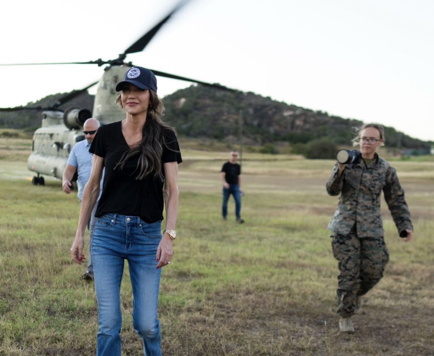 RonFilipkowski's tweet image. Kristi Noem has arrived in Guantanamo for her latest photo op.