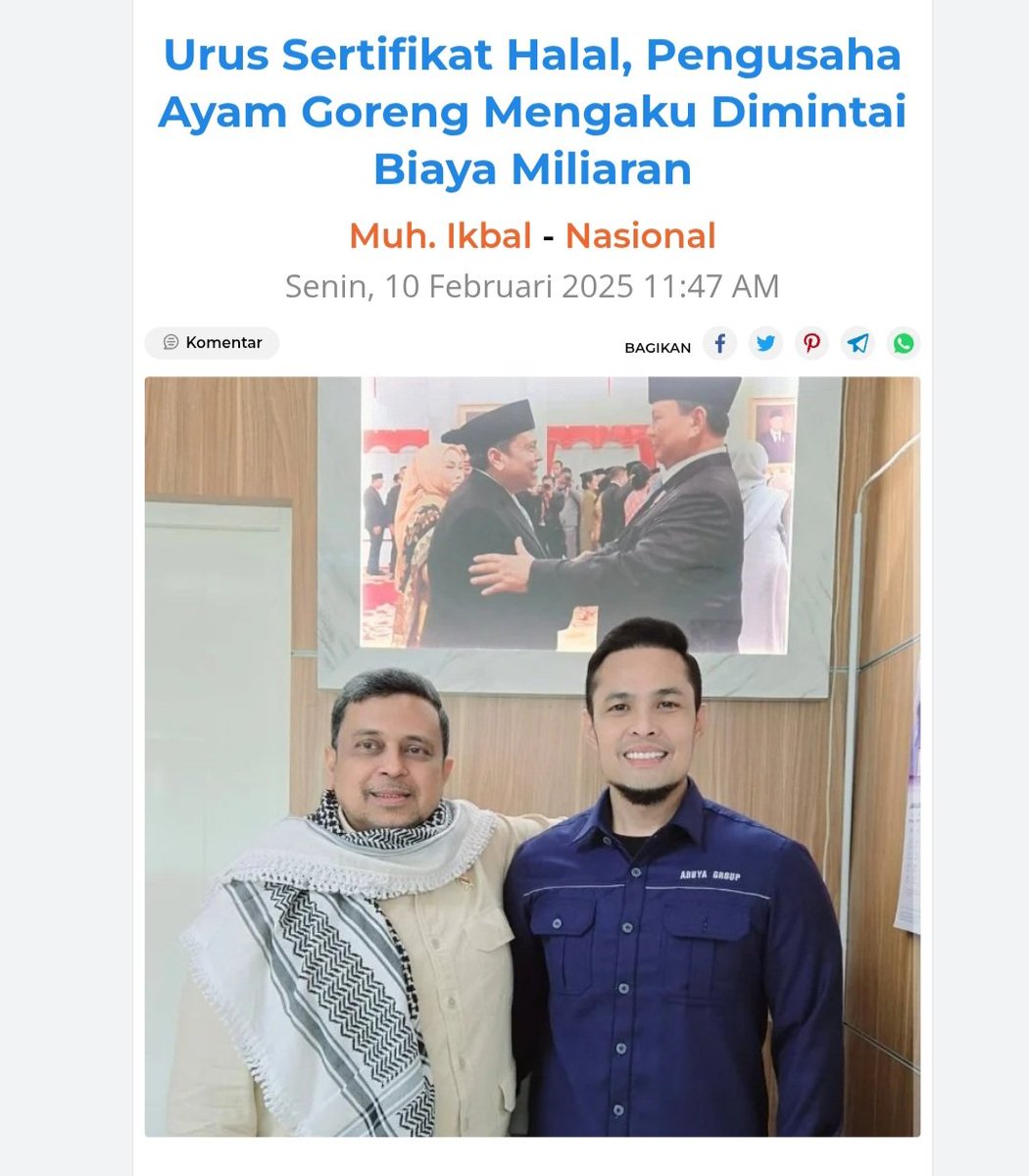 Gila ga tuh, ngurus sertifikat halal harus bayar RATUSAN JUTA rupiah dan nunggu sampai berbulan-bulan

Belum lagi bayar PUNGLI di masing2 OUTLET, bayarnya bisa milyaran

Padahal tarif sertifikasi halal hanya ratusan ribu rupiah dan tidak perlu menunggu lama

Budaya KORUP itu
