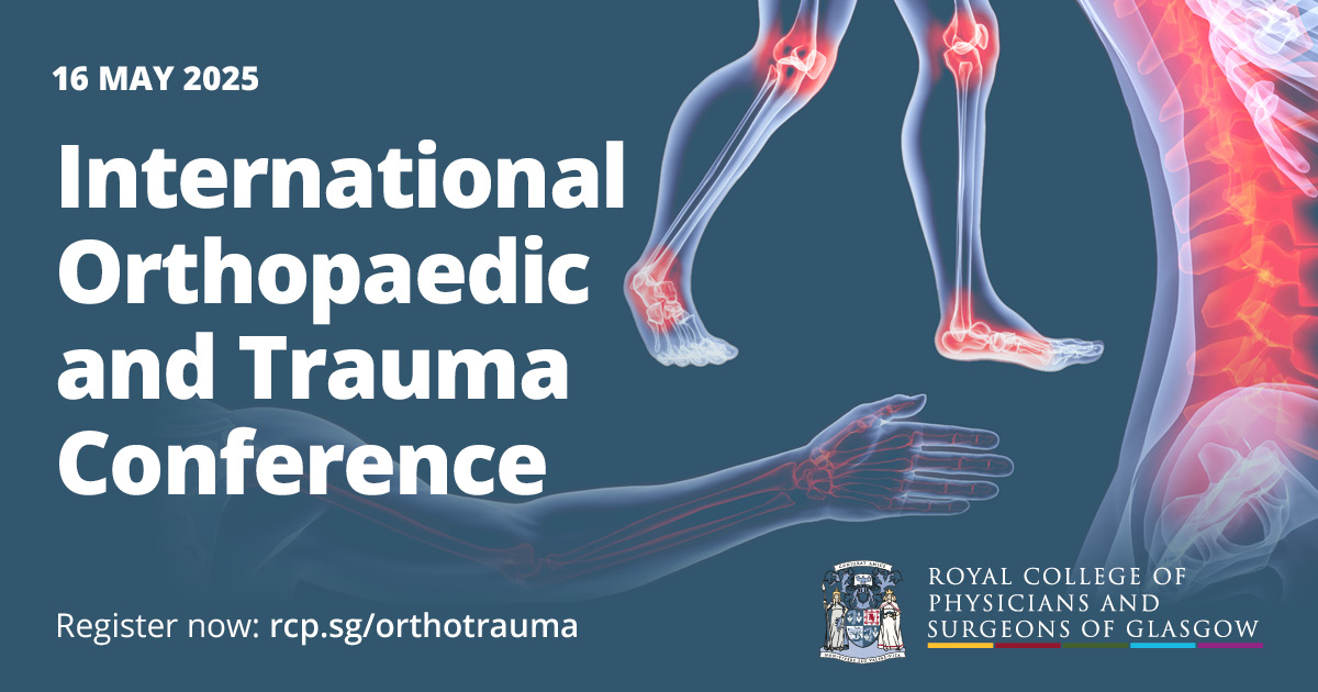 Join us in May for our annual event for everyone involved in orthopaedic and trauma surgery. On the day, you will get clinical updates, topical presentations, lively panel discussions and peer to peer networking opportunities. Book your place at: rcp.sg/orthotrauma