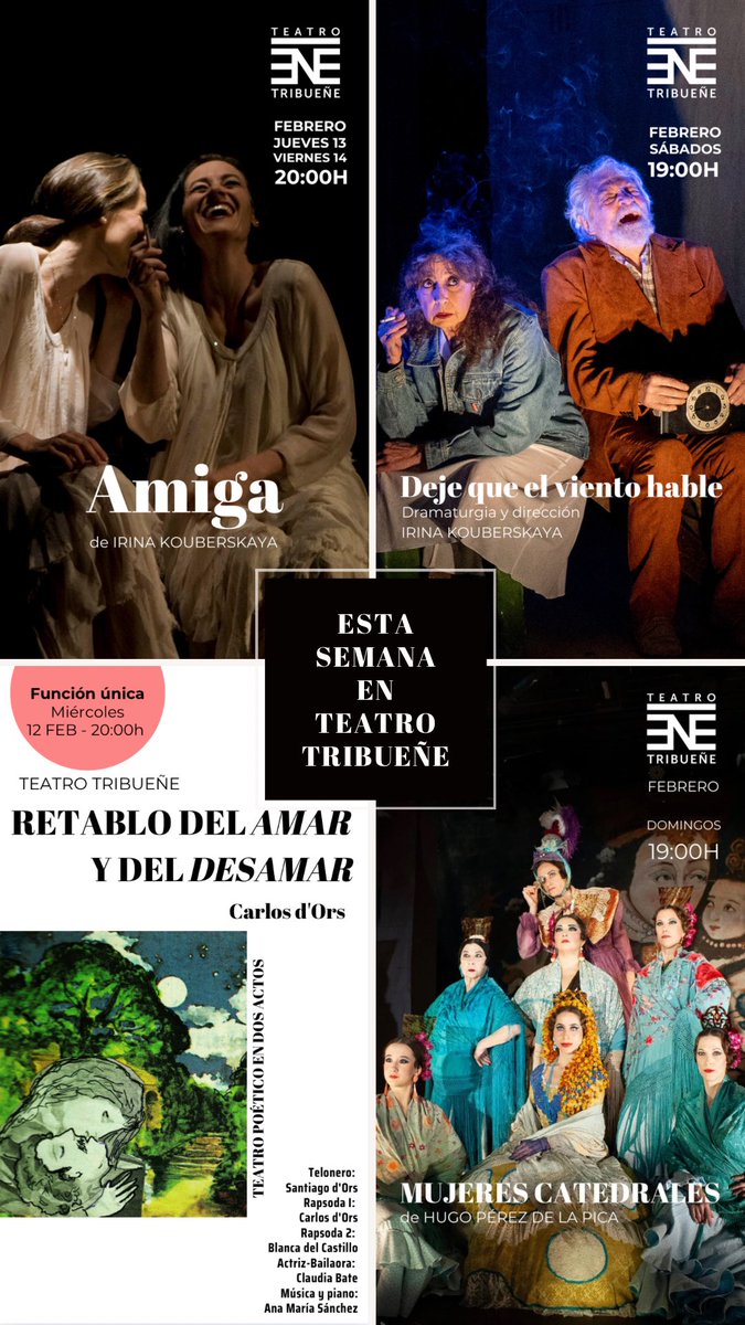Aquí os dejamos la programación de esta semana en #TeatroTribueñe 🎭