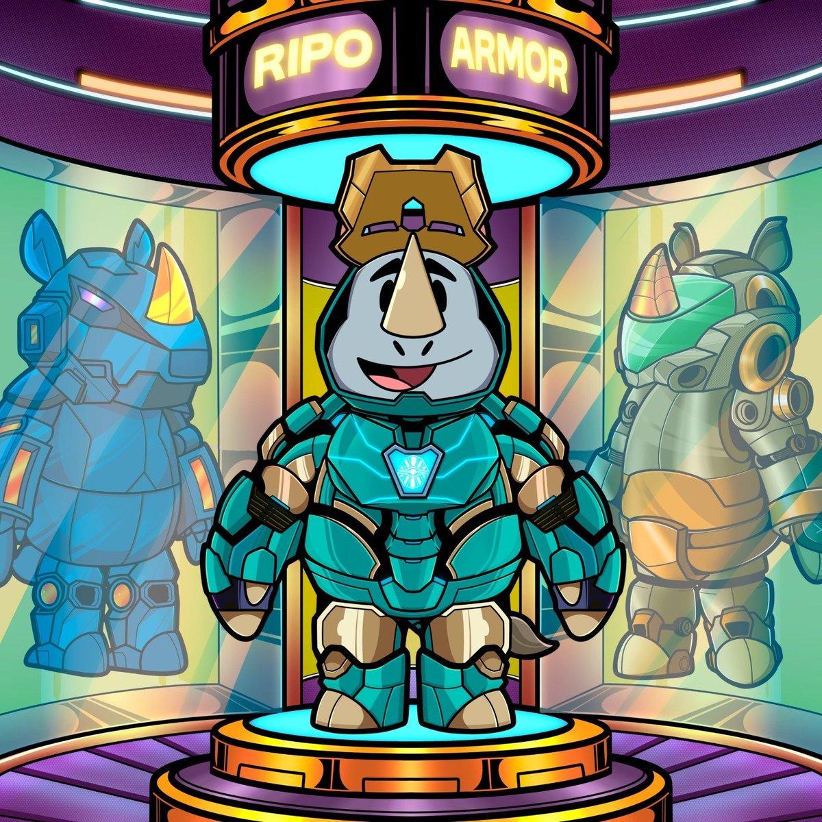 Ripo's Snuggly Adventure !🦏🤖
Chapter 04 

After spending a whole day in the arcade, Ripo gets himself deep into the virtual world, where he found the thing he always wanted, Ripo Armor !

Ripo thinks that if he can bring this armor back to real life, he can use and brought it