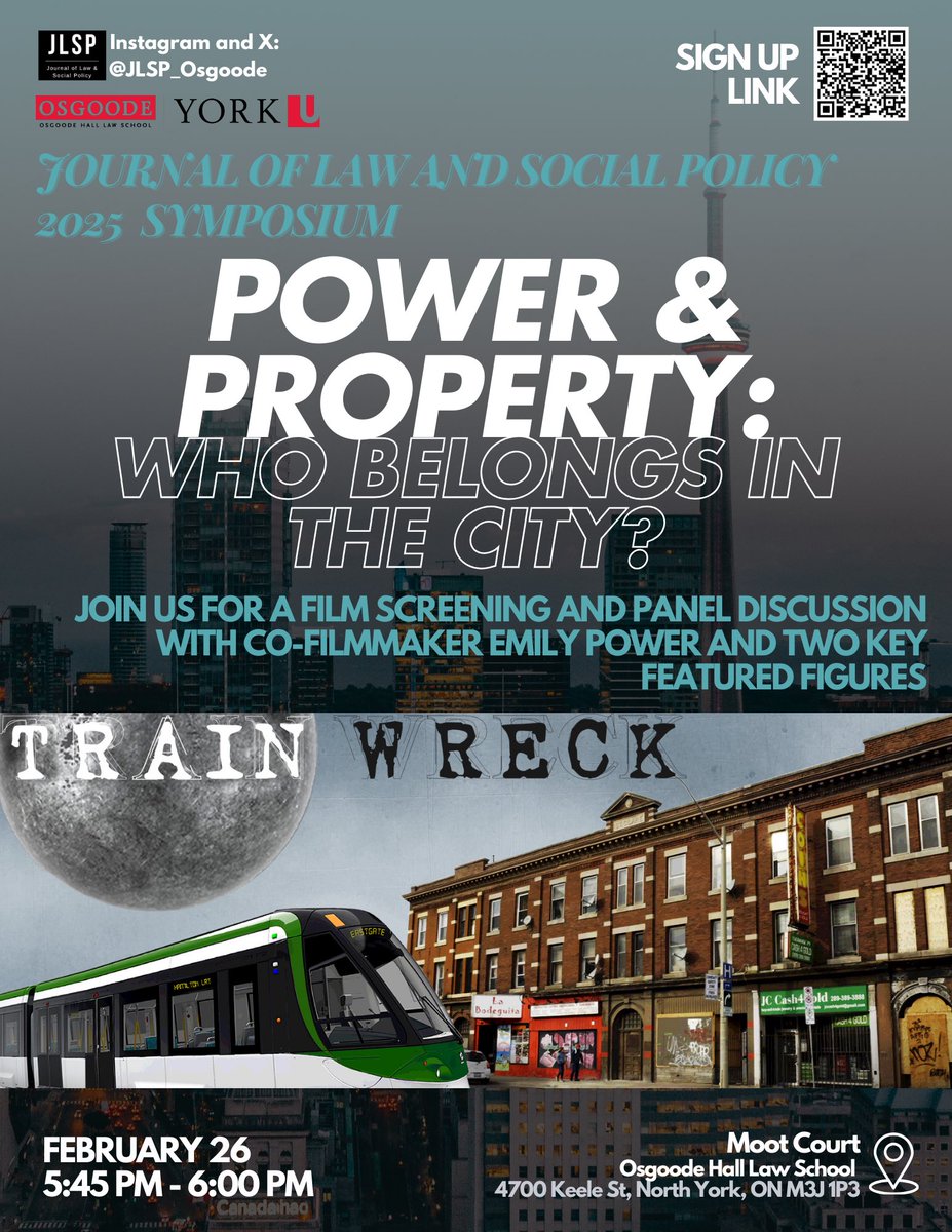 We are excited to invite YOU to learn more about critical issues of displacement, power, and property in urban spaces. This event is open to students, lawyers, academics and the general public. 

Fill out the Google form below: 

lnkd.in/e4Gig_i7