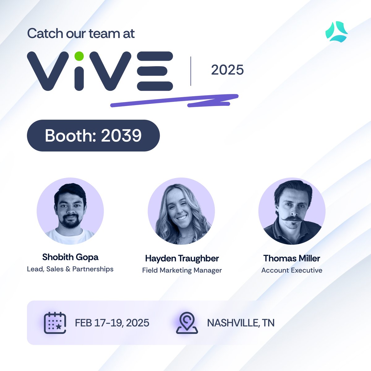 🗓️ Save the date(s)! Hayden, Shobith and Thomas will be at Vive 2025 from February 17-19.

Be sure to catch them at Booth 2039 to kickstart your new and improved compliance journey.

Click the link below to book a meeting 👇
hubs.li/Q035ZqqG0

#Vive2025