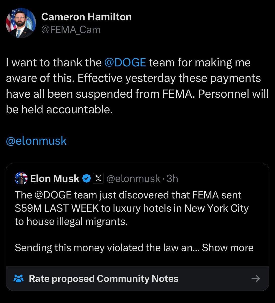 amuse's tweet image. DOGE: Good news, FEMA promises not to do it again.