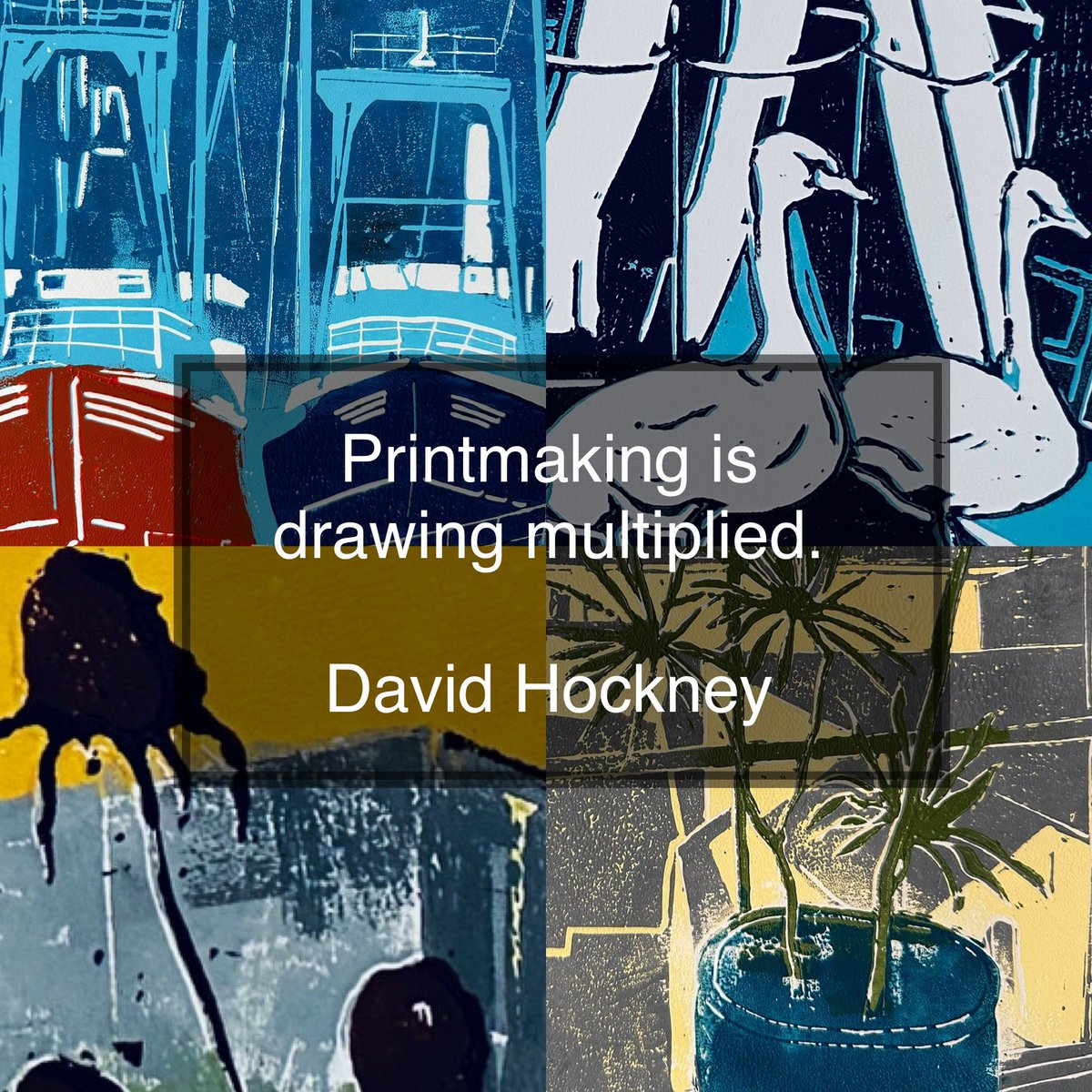 LarkStudios's tweet photo. #picoftheday Printmaking is drawing multiplied… David Hockney #linocuts https://t.co/MhciUuadJR