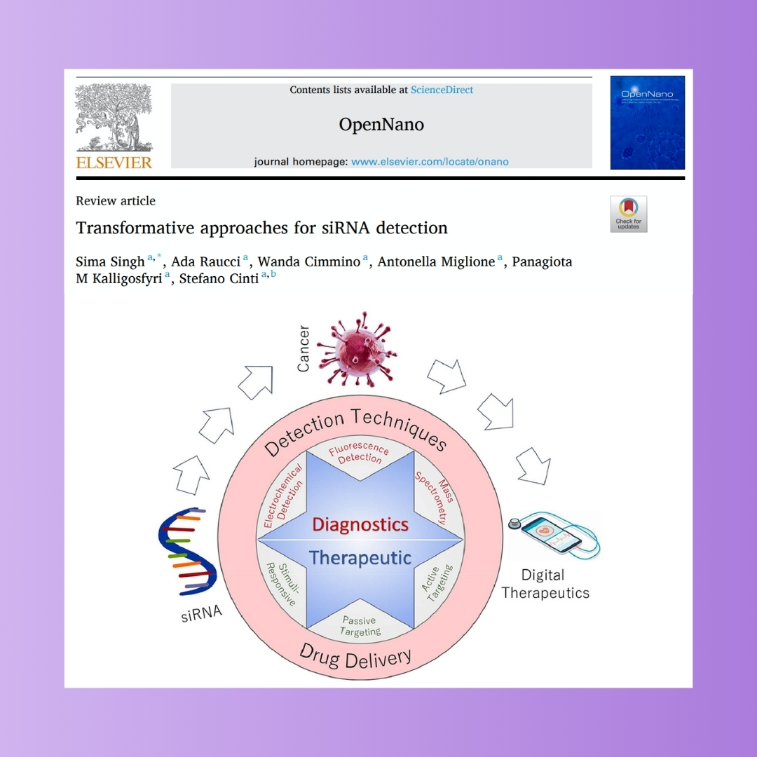 uninanobiosensors (@uninanobiosens) on Twitter photo Exciting news! 🚀 Our review in OpenNano explores detection for siRNA in POC platforms, tackling stability & off-target challenges. 🧬
Thanks to Sima Singh, <a href="/AdaRaucci/">Ada Raucci</a> , <a href="/Wanda_cimmino/">Wanda Cimmino</a> , <a href="/A_Miglione/">Antonella Miglione</a> , <a href="/gkalligosfyri/">Giota Kalligosfyri</a> & <a href="/S_Cinti87/">Stefano cinti</a> and <a href="/AIRC_it/">Fondazione AIRC per la ricerca sul cancro</a> for funding! 🙌
#siRNA #POC Exciting news! 🚀 Our review in OpenNano explores detection for siRNA in POC platforms, tackling stability & off-target challenges. 🧬
Thanks to Sima Singh, <a href="/AdaRaucci/">Ada Raucci</a> , <a href="/Wanda_cimmino/">Wanda Cimmino</a> , <a href="/A_Miglione/">Antonella Miglione</a> , <a href="/gkalligosfyri/">Giota Kalligosfyri</a> & <a href="/S_Cinti87/">Stefano cinti</a> and <a href="/AIRC_it/">Fondazione AIRC per la ricerca sul cancro</a> for funding! 🙌
#siRNA #POC