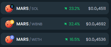 $MARS is preparing across all blockchains as Donald Trump and Elon Musk gear up to send astronauts to the Red Planet.

Higher 💹