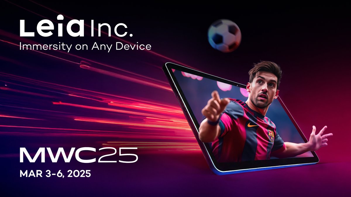 Leia Inc (@leiainc) on Twitter photo Immersity on Any Device is coming to smartphones & tablets at #MWC2025!
See how immersive 3D streaming over #5G captivates audiences on next-gen Switchable 2D|3D displays.
Book a meeting & live demo in Hall 7: business@leiainc.com
#ImmersityAI #ImmersiveExperiences Immersity on Any Device is coming to smartphones & tablets at #MWC2025!
See how immersive 3D streaming over #5G captivates audiences on next-gen Switchable 2D|3D displays.
Book a meeting & live demo in Hall 7: business@leiainc.com
#ImmersityAI #ImmersiveExperiences