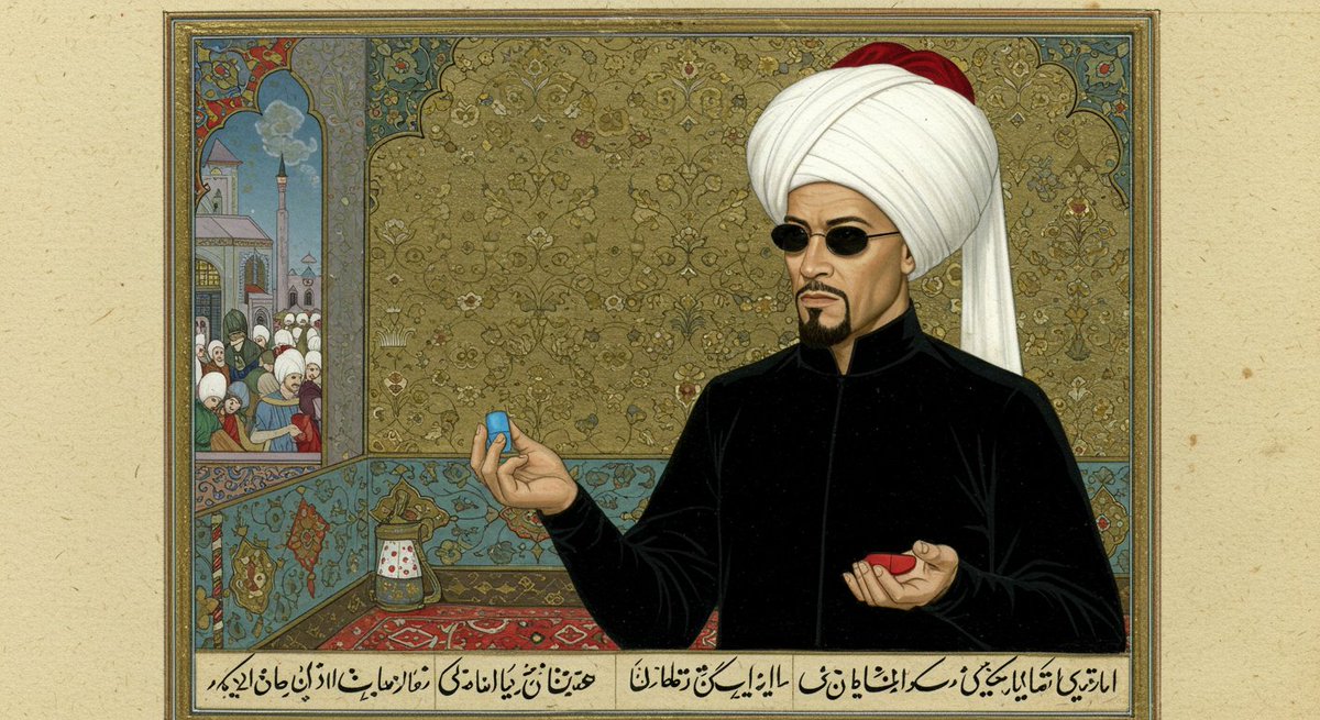 "Ol demde Şeyh Mûr-ı feyiz eyitmiş kim: İlâc-ı mâîyi intihâb eylersen hikâyet nihâyet bulur, döşegünde uyanursın ve her ne kim imân idersin ana imân idersün fe-emma kırmızî ilâcı ihtiyâr kılar isen diyâr-ı fevkalâdede karâr idersün, ben dahi tavışgan yatagunı sana fâş iderüm."