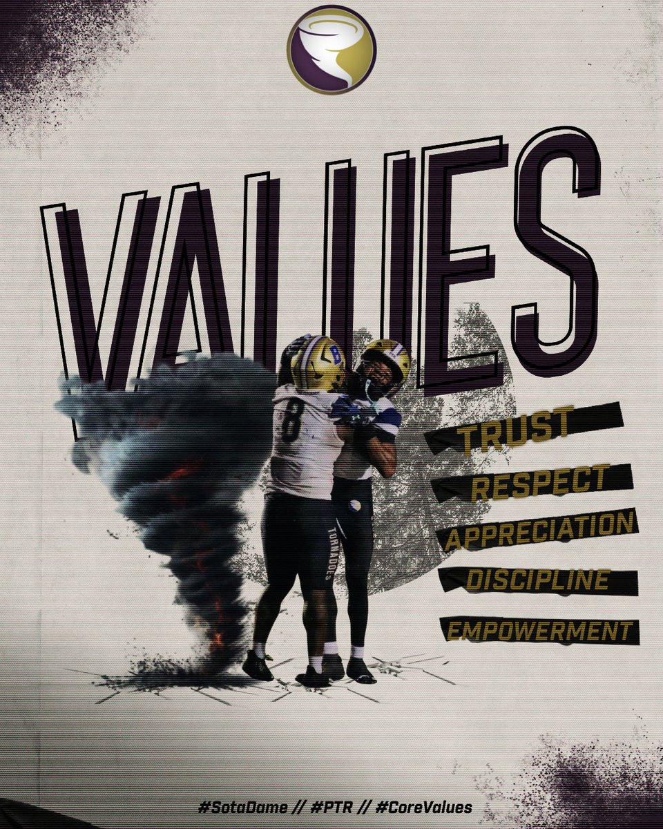 BookerFB941 (@tornadofb941) on Twitter photo Here at Booker High School, we call our Core Values our TRADE VALUES!
T = Trust
R = Respect
A = Appreciation
D = Discipline
E = Empowerment
We want to TRADE our Core Values to align with DEVELOPING the best version of yourself! #TradeValues #SotaDame #Development Here at Booker High School, we call our Core Values our TRADE VALUES!
T = Trust
R = Respect
A = Appreciation
D = Discipline
E = Empowerment
We want to TRADE our Core Values to align with DEVELOPING the best version of yourself! #TradeValues #SotaDame #Development