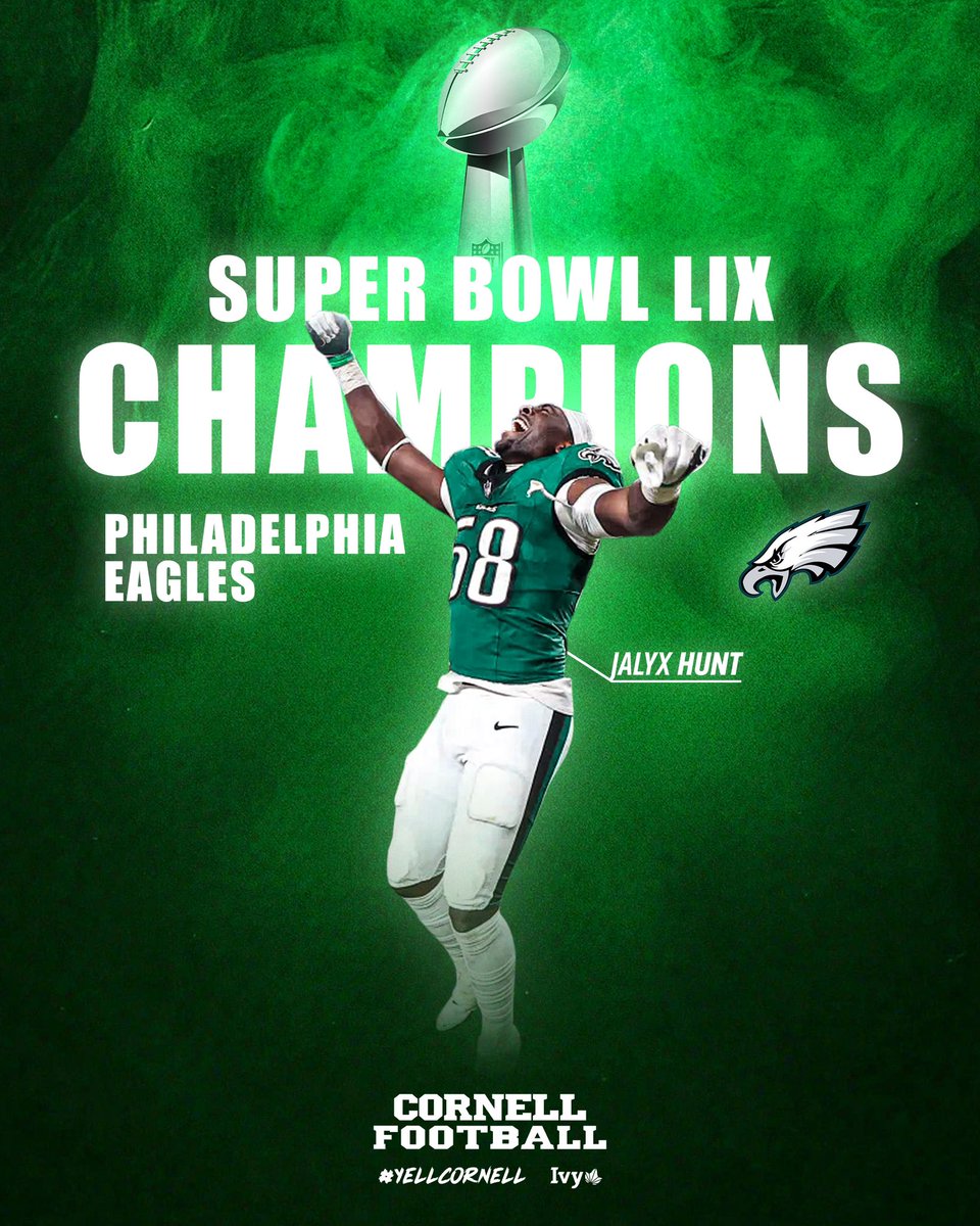 Super Bowl champ has a nice ring to it 😎💍

Congrats, <a href="/jalyx_hunt/">Jalyx Hunt</a> 

#YellCornell