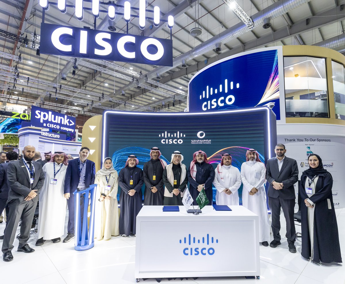 CiscoSaudia's tweet image. Cisco and the National Water Company (@nwc_media) have signed an MoU at @LEAPandInnovate to enhance the efficiency of water services. 

Focus areas include network modernization, AI infrastructure, security, and integration of collaboration technologies. 

#CiscoLEAP #LEAP25